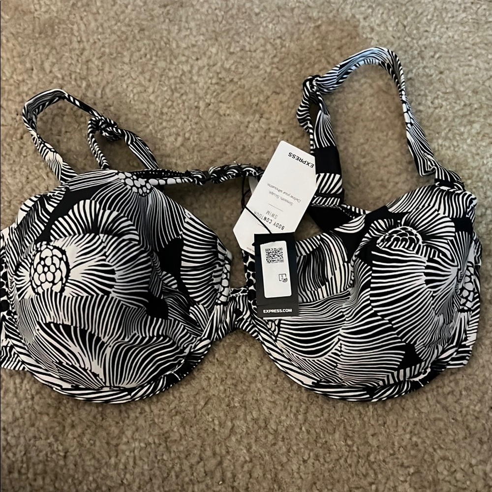 NWT! Express Black and White Floral Bikini top